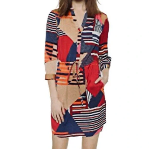 Diane Von Furstenberg Freya Silk Blend Colorful Abstract Shift Dress Women’s 8 - Picture 14 of 15